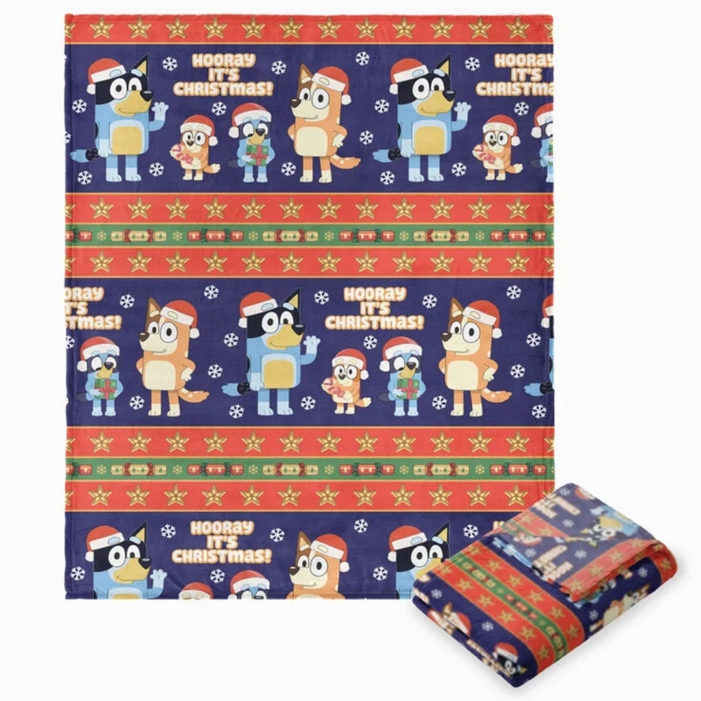 New Bluey Holiday Striped Silk Touch Throw Blanket,  50in x 70in